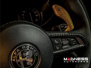  Alfa Romeo Stelvio Paddle Shifter Covers - Carbon Fiber - Yellow Candy